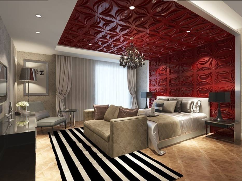 3D GOLD PANEL, Diva Yapı Diva Yapı Dormitorios de estilo mediterráneo