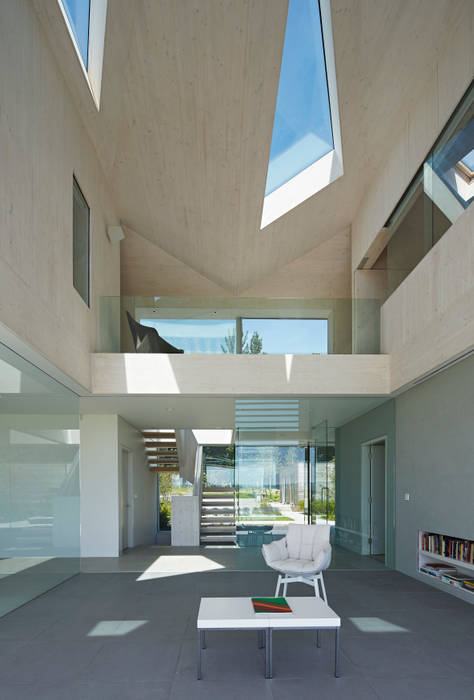 Interior Double Height Reception Space Wilkinson King Architects Modern balcony, veranda & terrace