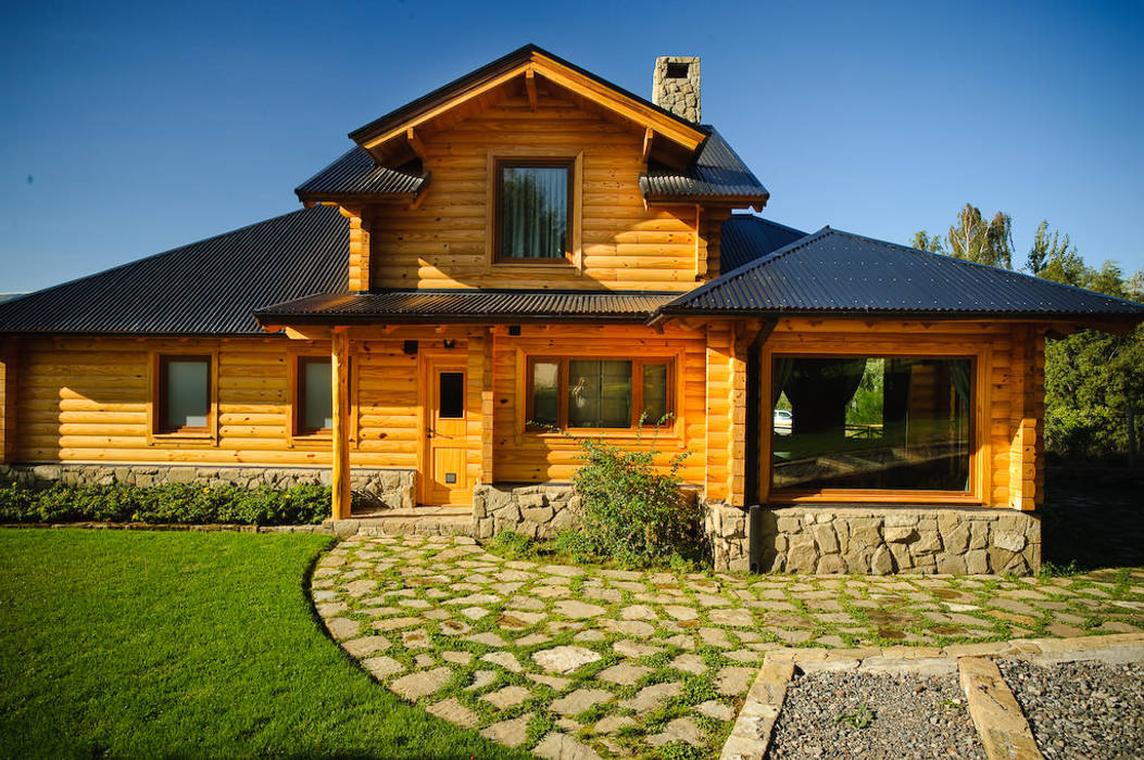 Casa Amancay Ι San Martín de los Andes, Neuquén. Argentina., Patagonia Log Homes - Arquitectos - Neuquén Patagonia Log Homes - Arquitectos - Neuquén Detached home Wood Wood effect