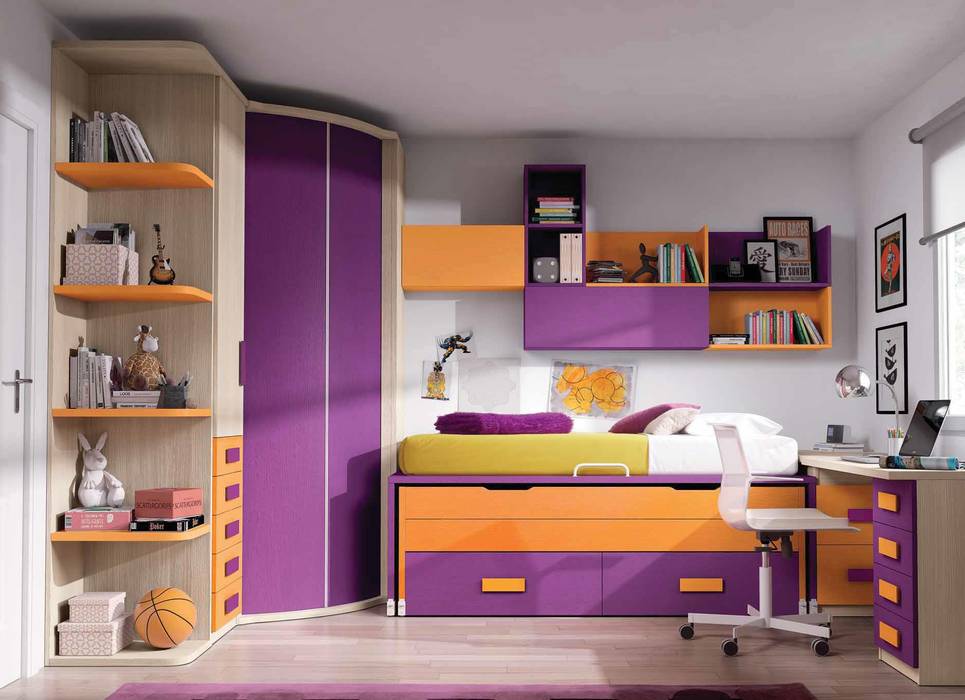 Dormitorio juvenil completo homify Dormitorios infantiles de estilo moderno Compuestos de madera y plástico