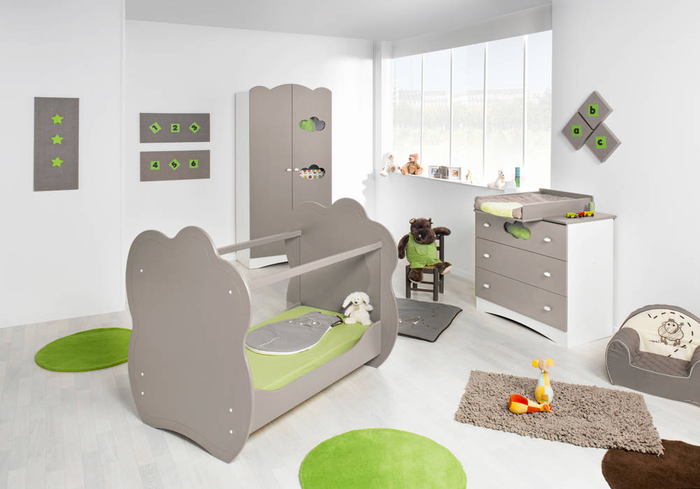 Dormitorio de bebé completo. Modelo ALTEA en color lino Mobikids Dormitorios infantiles de estilo moderno Camas y cunas