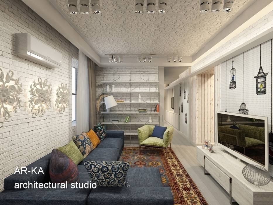 Новое виденье "Сталинки", AR-KA architectural studio AR-KA architectural studio Industrial style living room