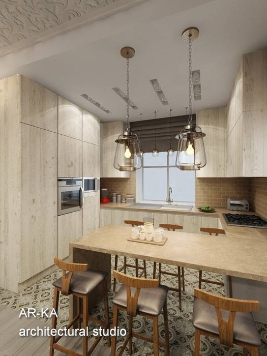 Новое виденье "Сталинки", AR-KA architectural studio AR-KA architectural studio Industrial style kitchen