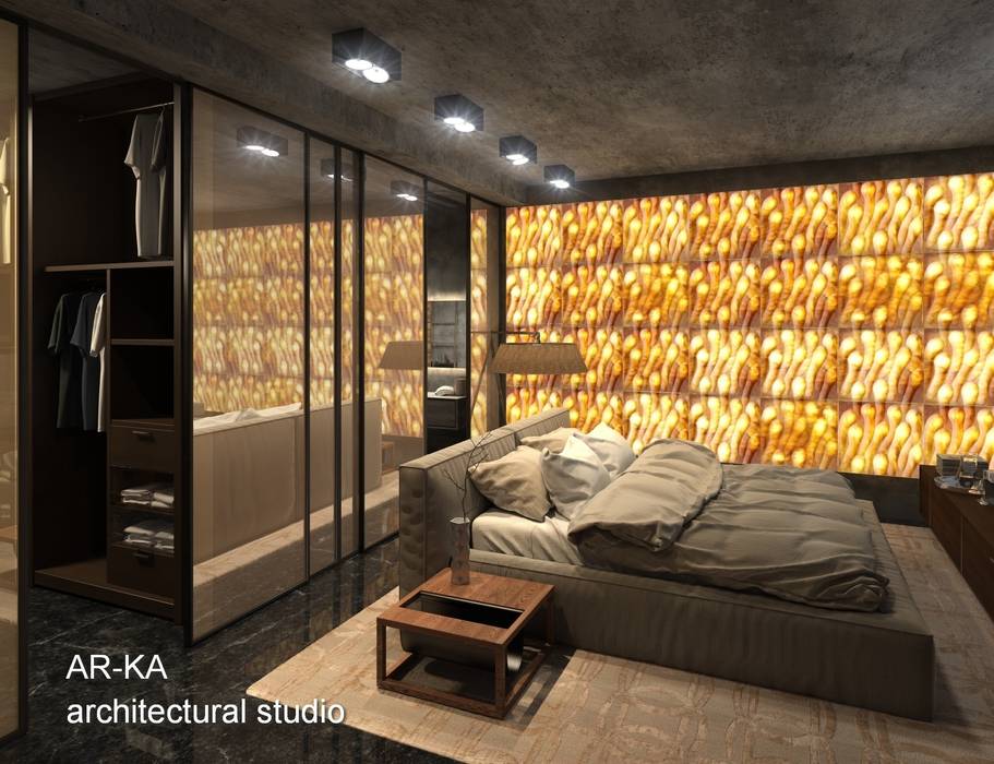 LUX Лофт на Мосфильмовской, AR-KA architectural studio AR-KA architectural studio Industriale Schlafzimmer