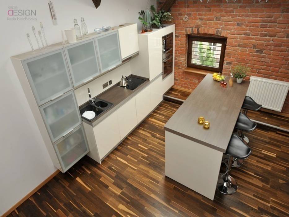 kuchnia kabeDesign kasia białobłocka Industrialne ściany i podłogi Wykładziny ścienne i podłogowe