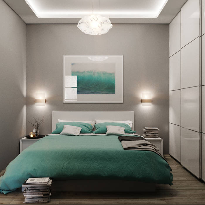 Миниатюрная спальня с максимумом комфорта Студия дизайна ROMANIUK DESIGN Спальня в стиле модерн