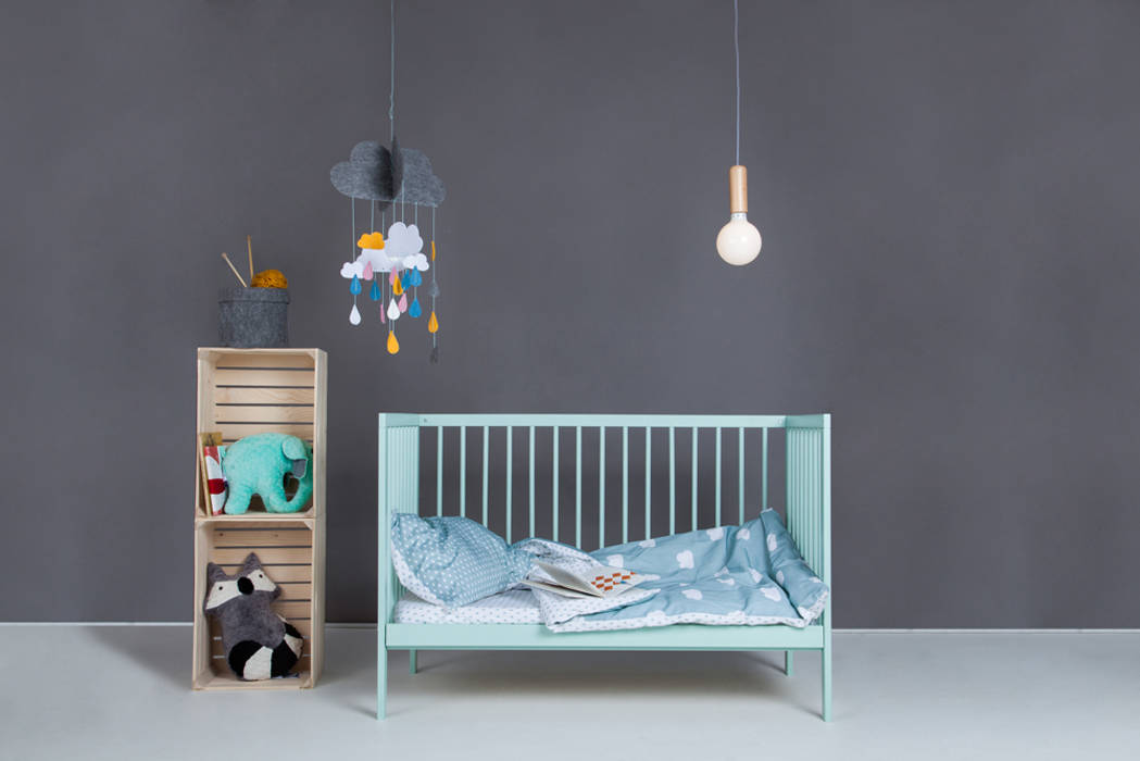 Dusty Aqua moKee Mini Cot moKee Classic style nursery/kids room Wood Wood effect Beds & cribs