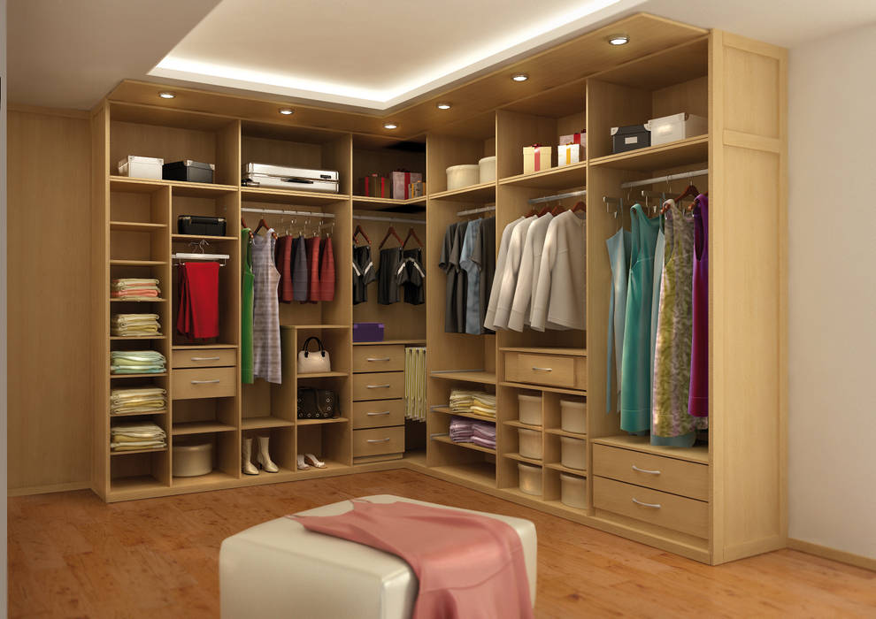 Vestidor en forma de L AstiDkora Closets de estilo moderno Clósets y cómodas