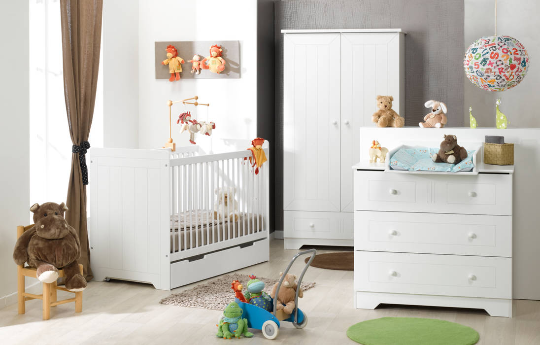 Dormitorio de bebé completo. Modelo OSLO en color blanco Mobikids Dormitorios infantiles de estilo moderno Camas y cunas