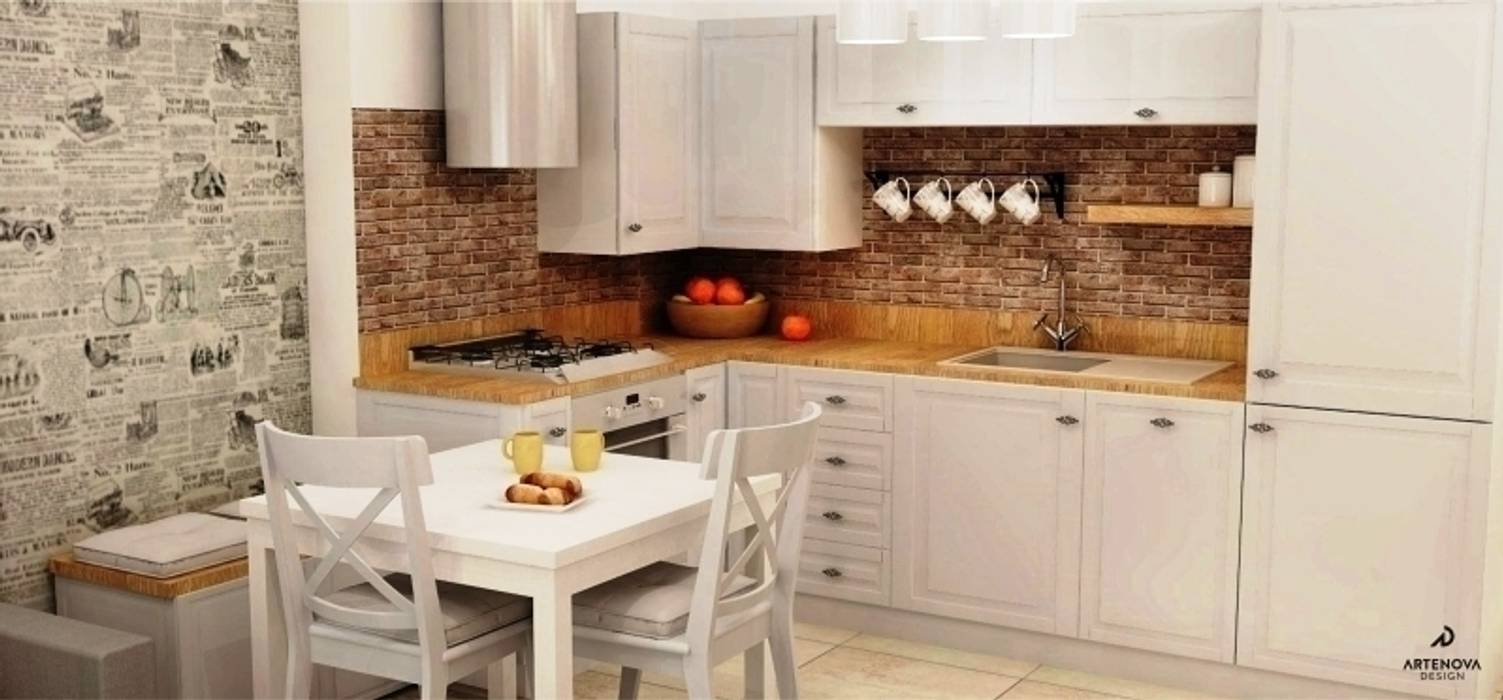 Mieszkanie styl vintage cottage rustykalny , Artenova Design Artenova Design Cocinas de estilo rústico