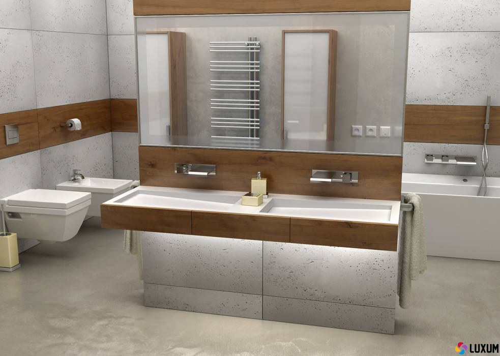 Płyty z betonu architektonicznego Luxum Nowoczesna łazienka