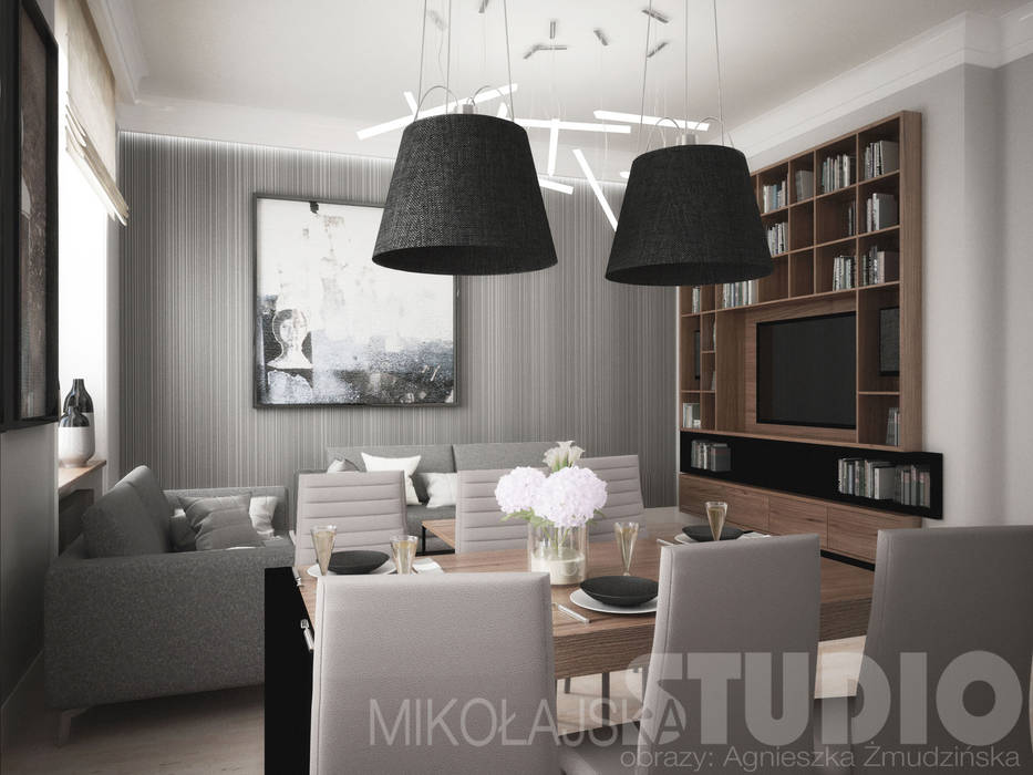 Apartament przy ul. Studenckiej w Krakowie, MIKOŁAJSKAstudio MIKOŁAJSKAstudio Salas de estilo moderno