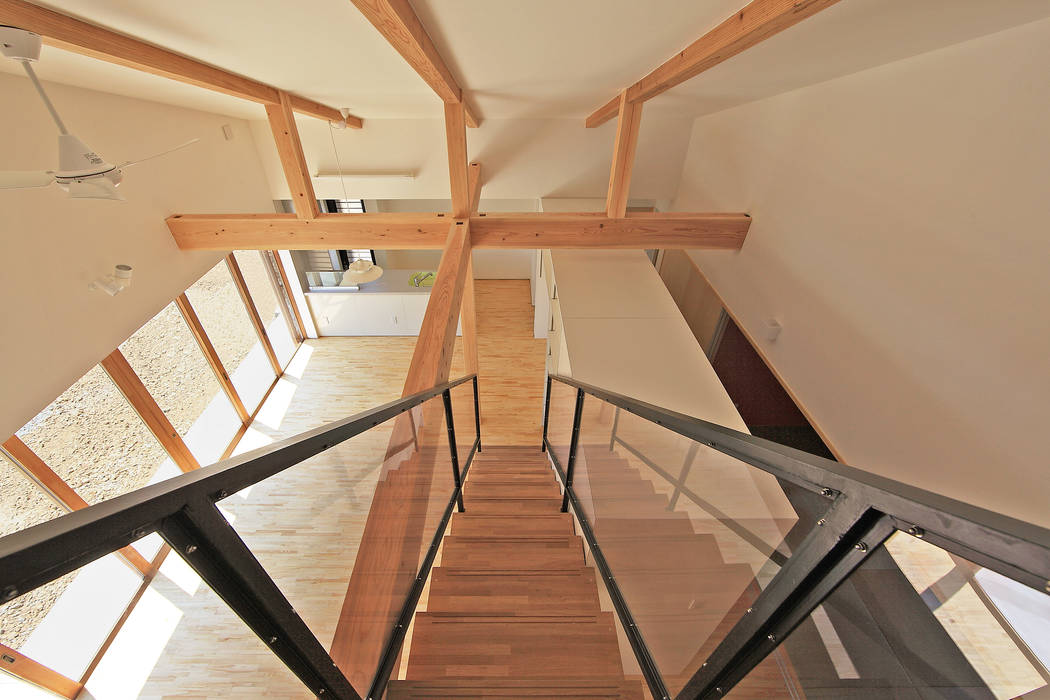 House-S【 ヒトツナガリノイエ 】, bound-design bound-design Modern Corridor, Hallway and Staircase