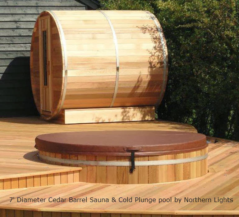 Cedar Barrel Sauna Cedar Hot Tubs UK Eklektik Bahçe