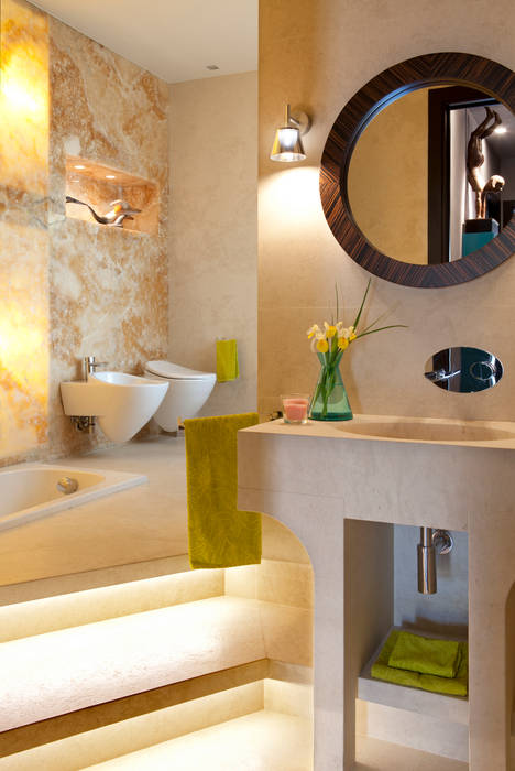 La casa ideale per un single, giovane e colorata, PDV studio di progettazione PDV studio di progettazione حمام Sinks