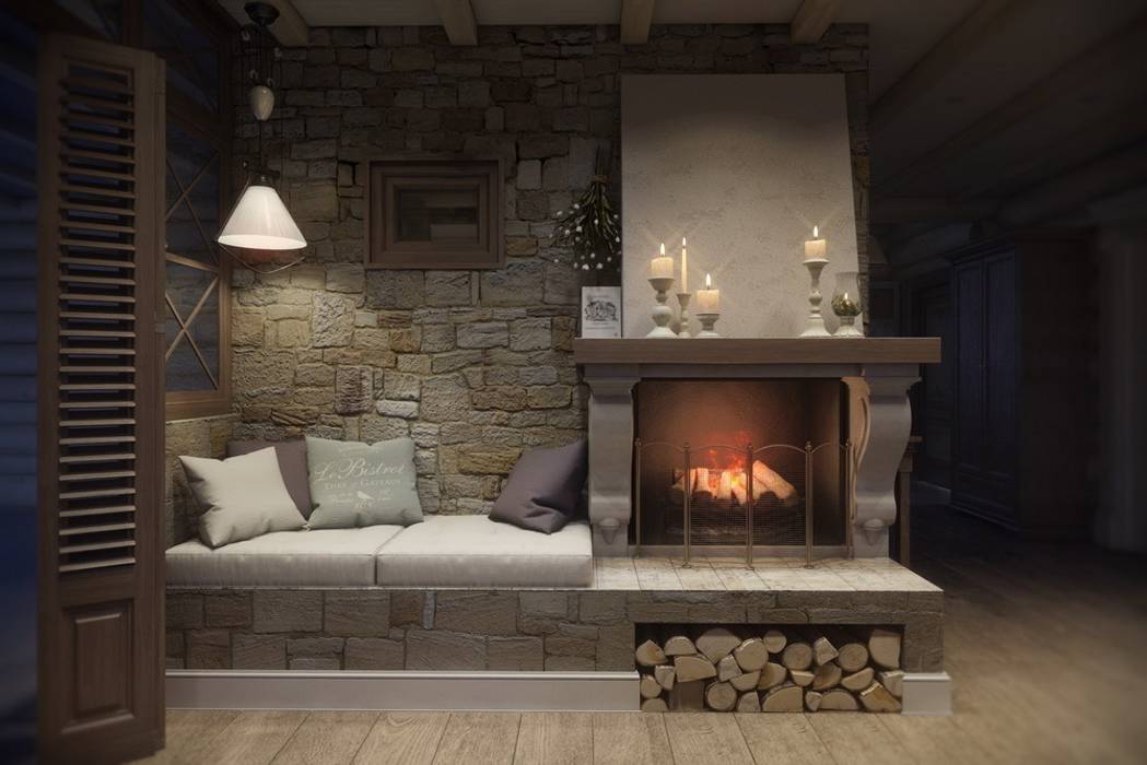 Дизайн интерьера дома в п.Зеленое, MJMarchdesign MJMarchdesign Rustic style living room