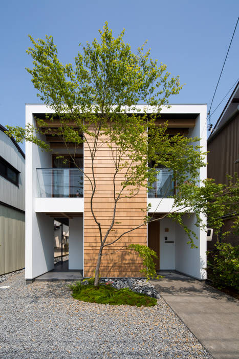 街道沿いの家, TRANSTYLE architects TRANSTYLE architects モダンな 家 植物,空,フィクスチャ,建物,矩形,窓,木,シェード,路面,アーバンデザイン