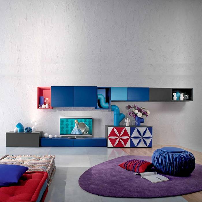 'Loto Flowers I' TV/media unit by Mobilstella homify Soggiorno moderno Supporti TV & Pareti Attrezzate