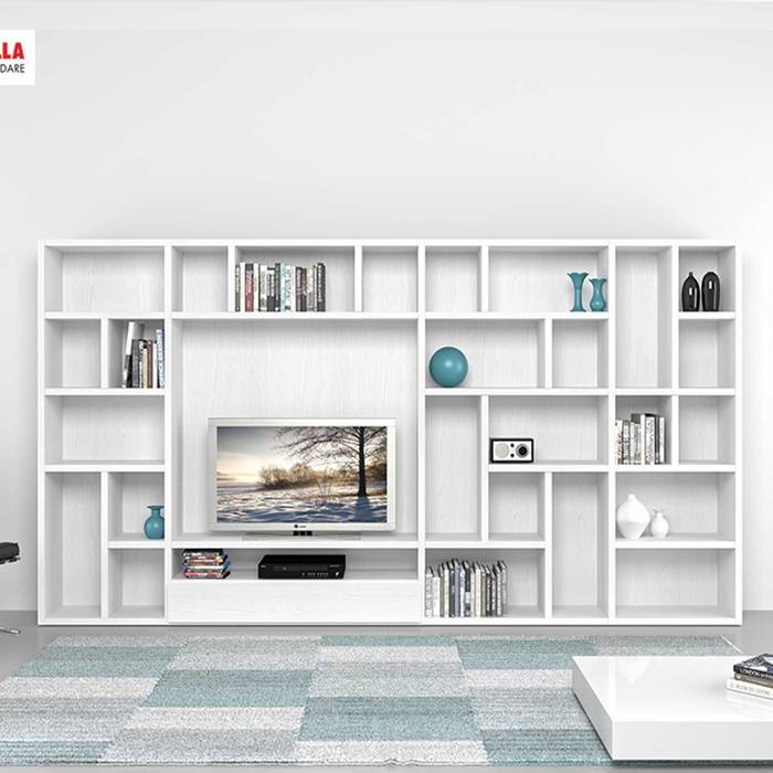 'Polar' TV media/unit bookcase by Mobilstella homify Salas de estar modernas TV e mobiliário