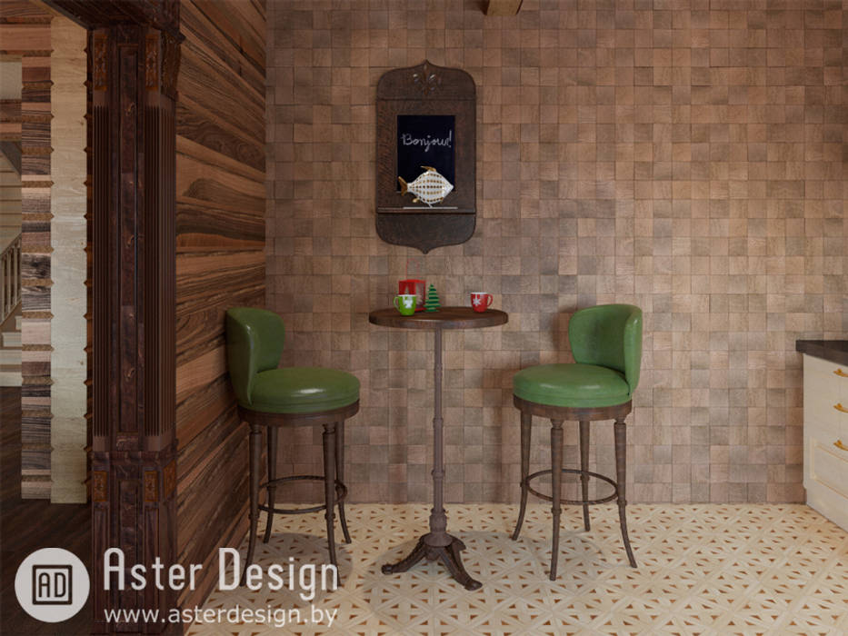 Добротный дом в классическом стиле, ASTER DECO ASTER DECO Кухня в классическом стиле барные стулья,классика,дизайн,деревянная панель для стены,Столы и стулья