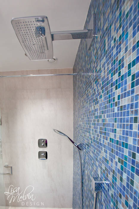 Shower & Mosaic Wall Lisa Melvin Design ห้องน้ำ