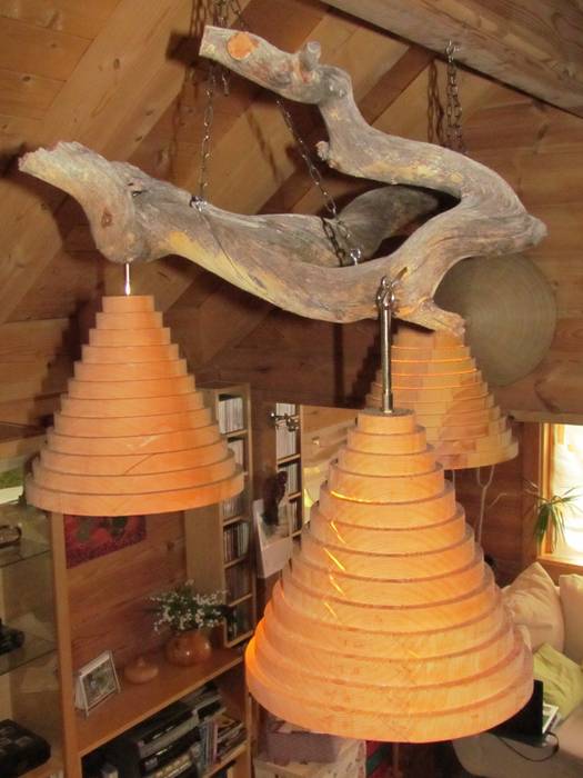 rustic Kelo ceiling light Jochens-Elch-O-Thek Вітальня Дерево Дерев'яні Освітлення