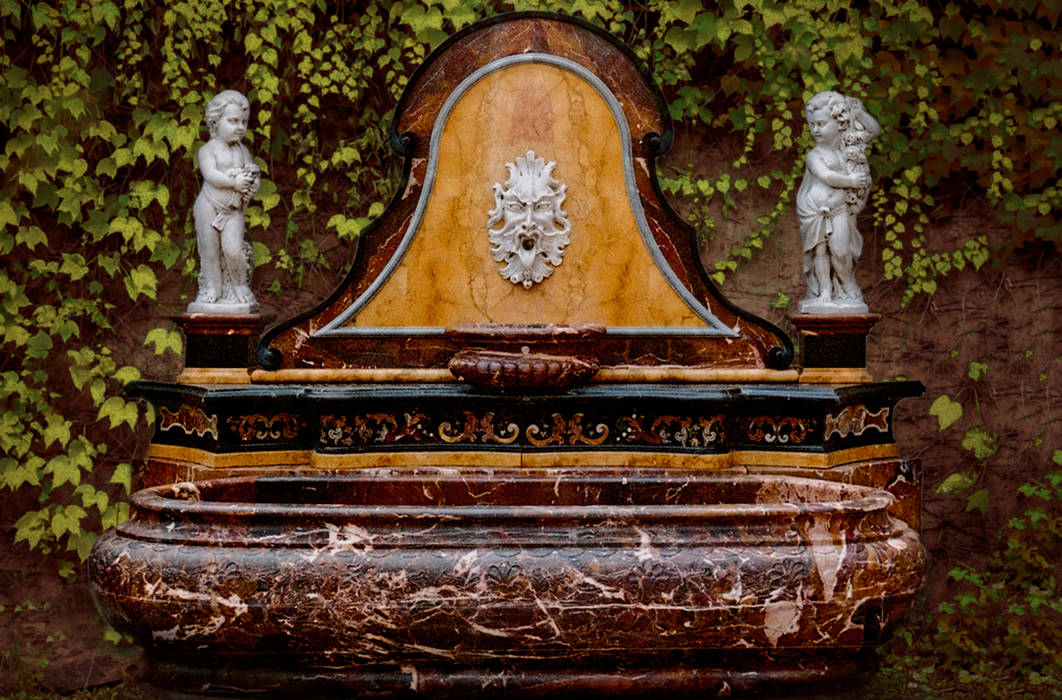 baroque fountain in red sicilian jasper CusenzaMarmi クラシカルな 庭 アクセサリー＆デコレーション