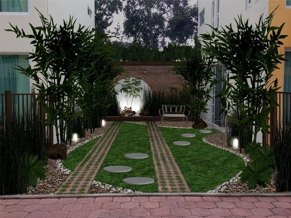 Jardín de bambu – iluminación de noche zen ambient jardines tropicales