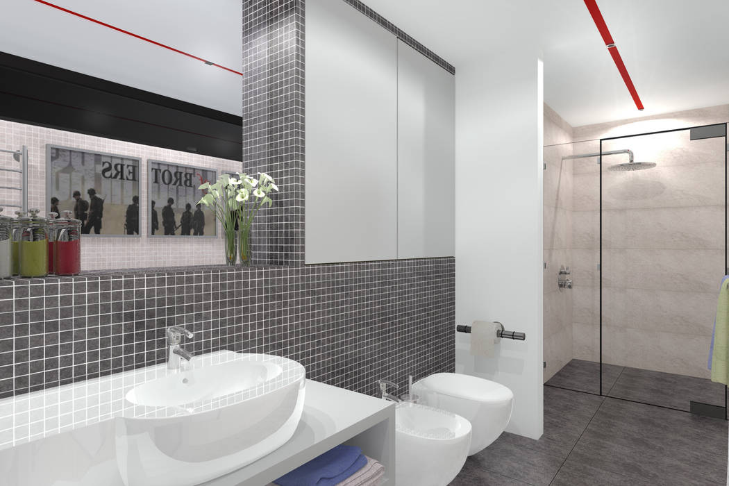 Dom Passive_Luxury, ABC Pracownia Projektowa Bożena Nosiła ABC Pracownia Projektowa Bożena Nosiła Minimalistyczna łazienka