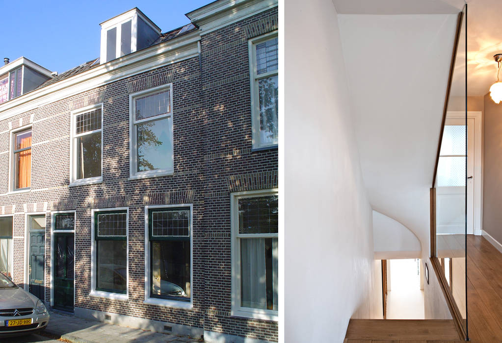 Uitbreiding en verbouwing herenhuis in Leiden, Lab-S Lab-S Pasillos, vestíbulos y escaleras modernos