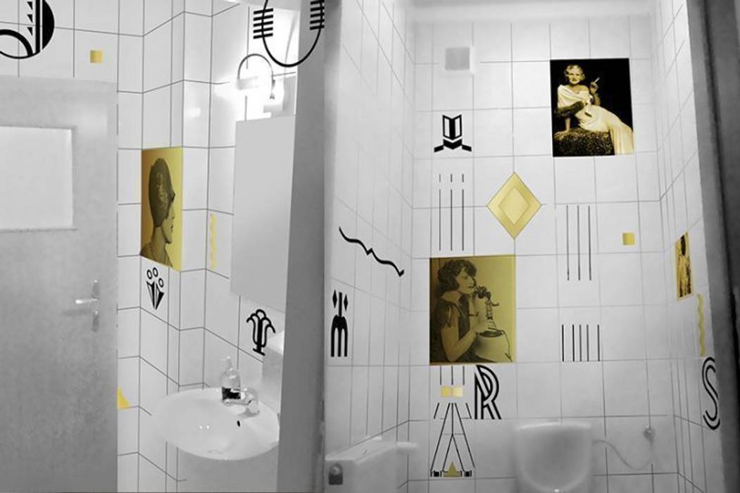 Projekt muralu Pracownia Projektowa Hanna Kłyk Eklektyczna łazienka Armatura