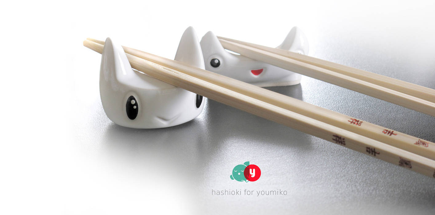 Hashioki - ceramiczne podstawki pod pałeczki do sushi. Diploo Studio Nowoczesna jadalnia Akcesoria i dekoracje