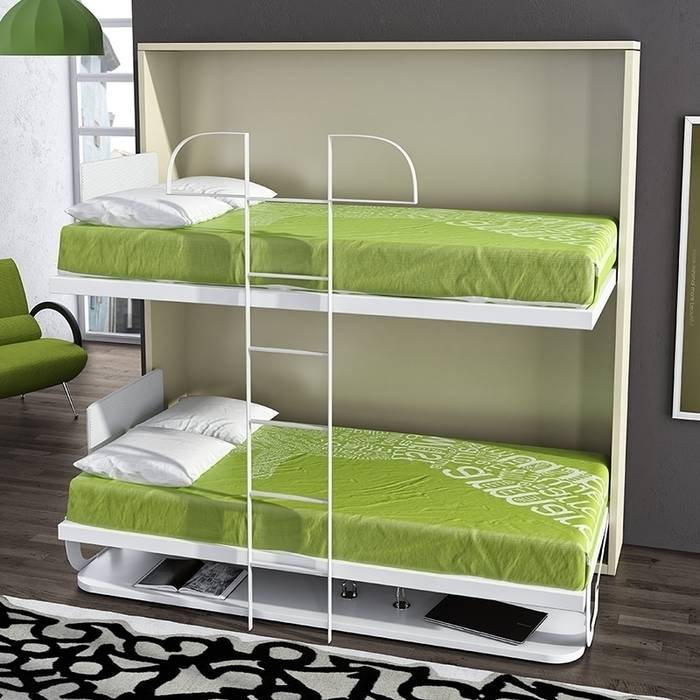 Litera abatible horizontal metálica homify Dormitorios infantiles de estilo moderno Camas y cunas