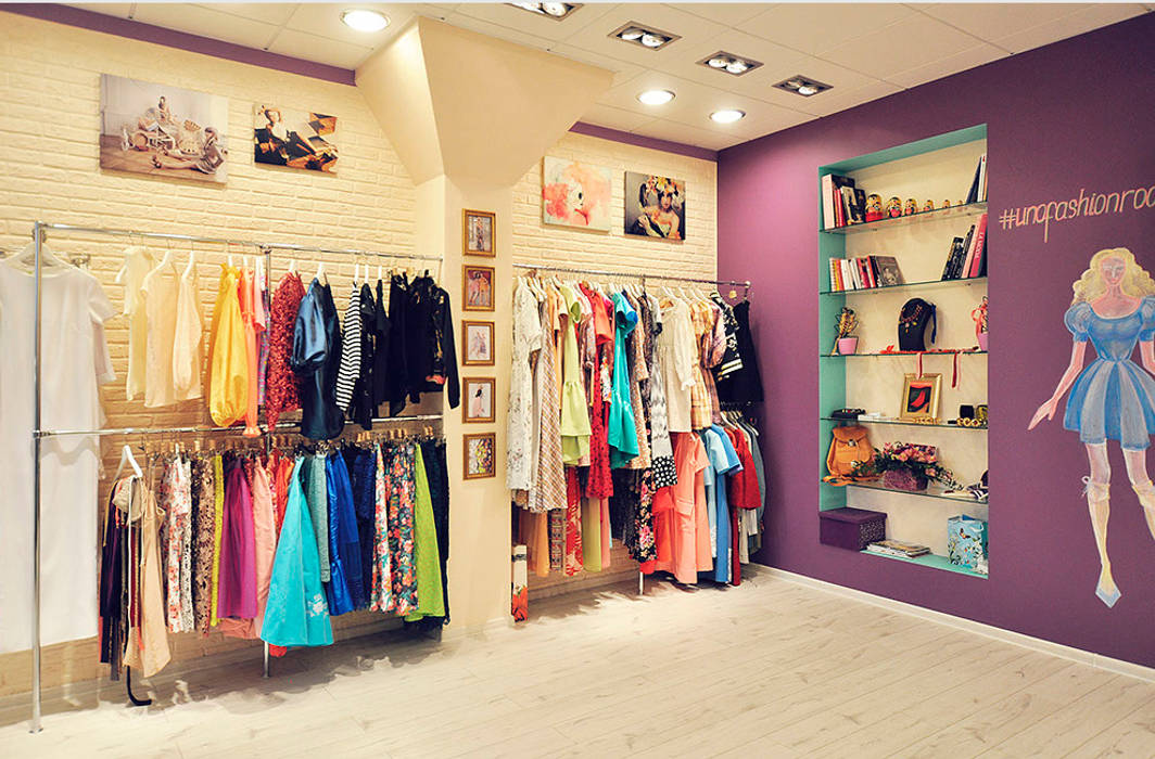 Цветная грифельная стена в шоу-руме UNO-fashion IdeasMarket Коммерческие помещения Офисы и магазины