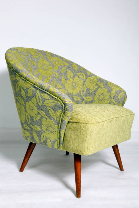 Fotel Zielony w Kwiaty, lata 60. Lata 60-te Wiejski salon Kanapy i fotele