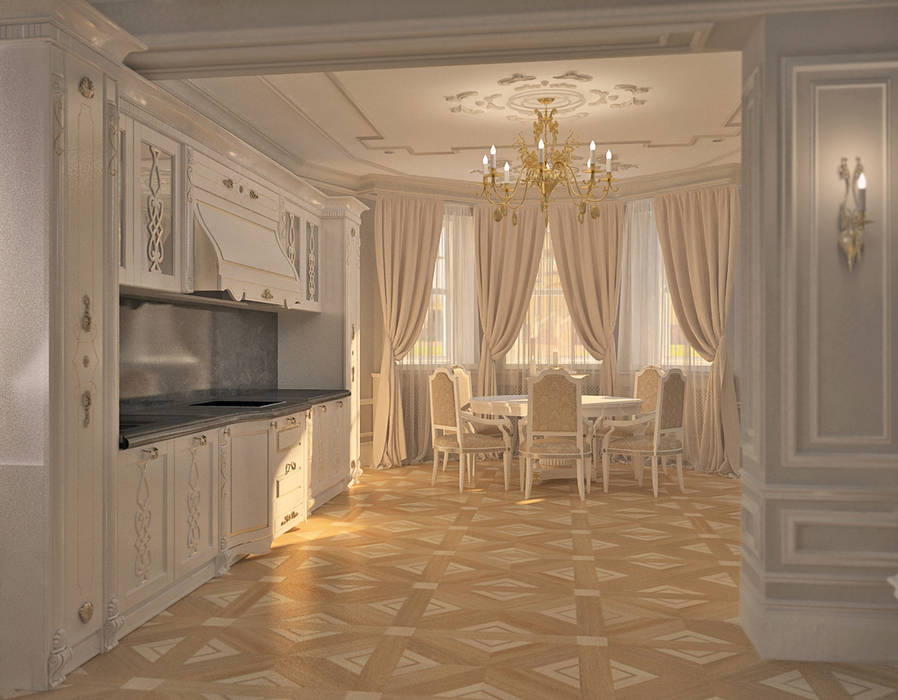 Лёгкость классики, DARIA_MEZENTSEVA DARIA_MEZENTSEVA Столовая комната в классическом стиле