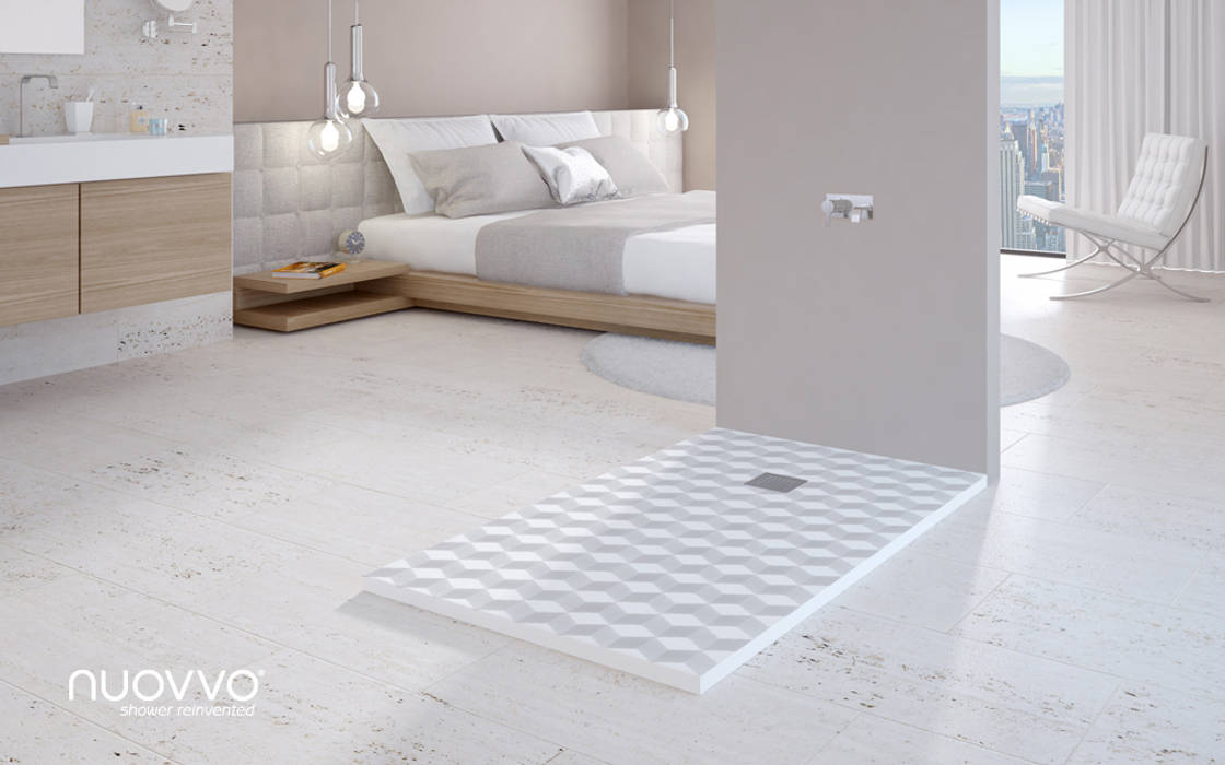 Ambiente con plato de ducha CREATIVESKIN NUOVVO Baños de estilo minimalista Muebles,Sofá,Rectángulo,Diseño de interiores,Piso,Accesorio,Piso,Comodidad,Madera,pared