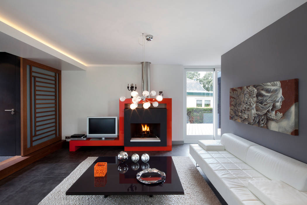 Omgeving & functionaliteit verbonden in een verbazingwekkende villa in Vinkeveen, MEF Architect MEF Architect Modern Living Room