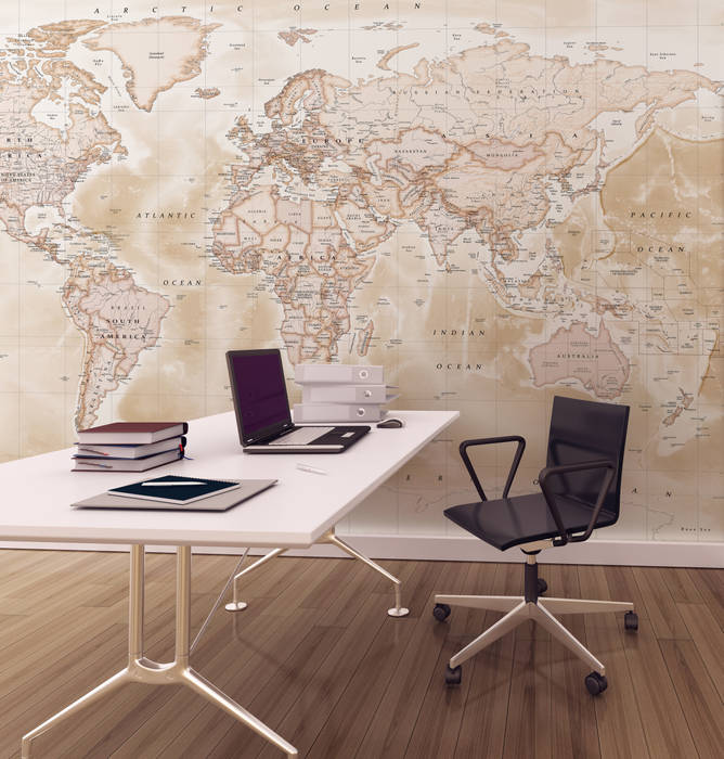 World Map Wallpaper Love Maps On Ltd. Minimalistische Arbeitszimmer Accessoires und Dekoration