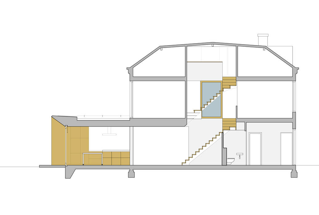 Tekening nieuwe doorsnede: modern door Lab-S, Modern