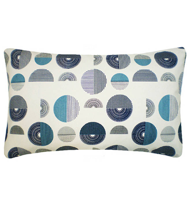 Arc Printed 100% Organic Cotton Cushion 30x50 cm - Blue Grey Nitin Goyal London Kamar Tidur Modern Textiles