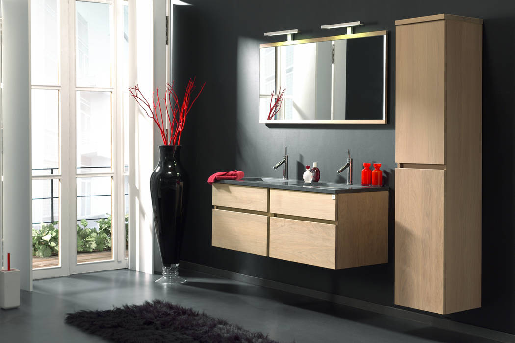 Vollholzbadmöbel der Serie Base-Terra, F&F Floor and Furniture F&F Floor and Furniture Modern style bathrooms Storage