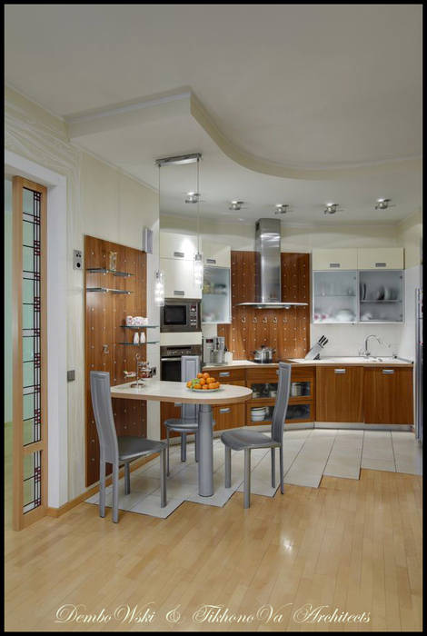 Cовременный интерьер с художественными деталями. D&T Architects Кухня в стиле минимализм