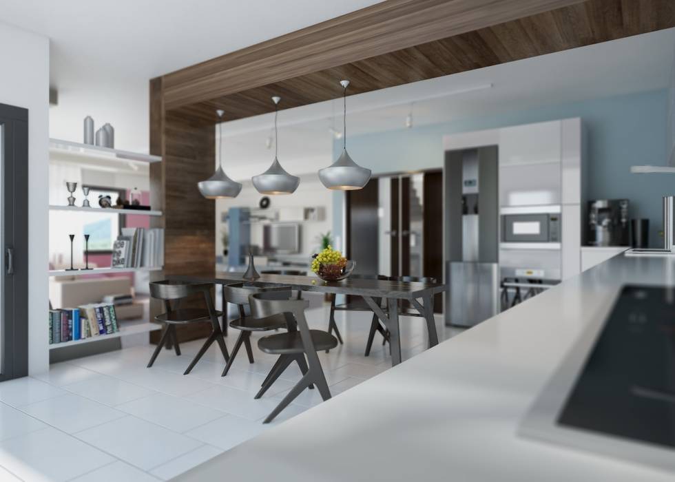 Kitchen View ROAS ARCHITECTURE 3D DESIGN AGENCY Modern Mutfak