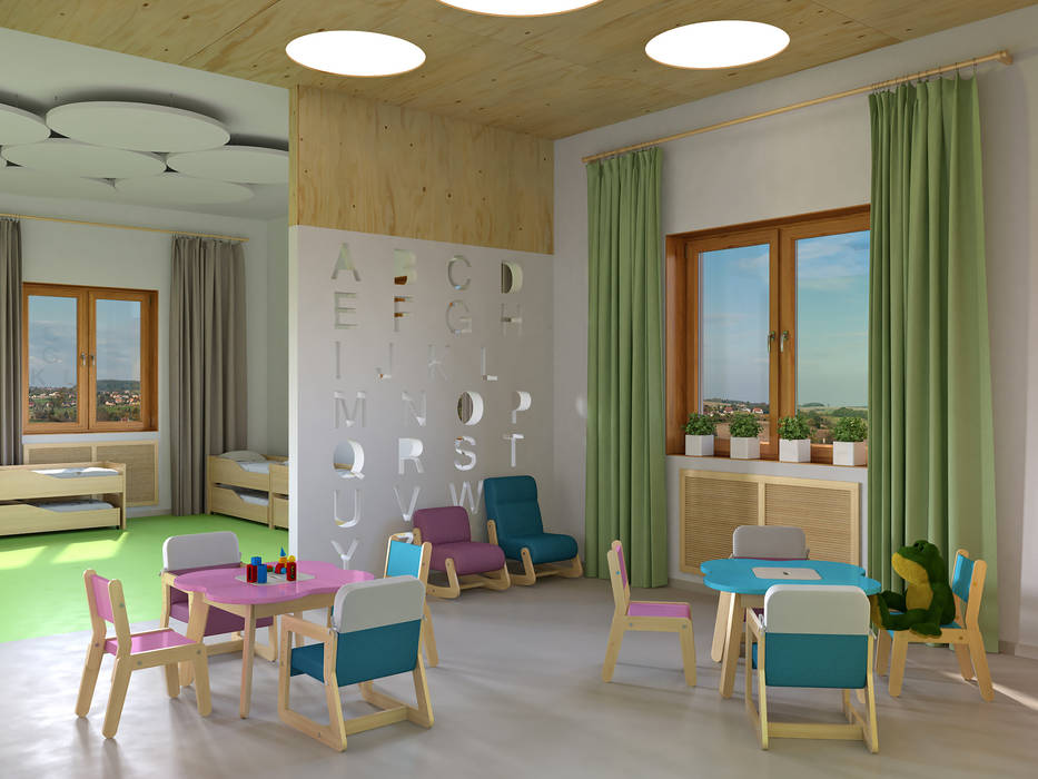 Kindergarten, Architectural Bureau DAOFORM Architectural Bureau DAOFORM Детская комнатa в скандинавском стиле