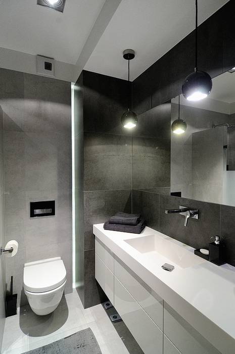 Beton udomowiony – czyli nowoczesne mieszkanie w Krakowie., ARTEMA PRACOWANIA ARCHITEKTURY WNĘTRZ ARTEMA PRACOWANIA ARCHITEKTURY WNĘTRZ Modern bathroom