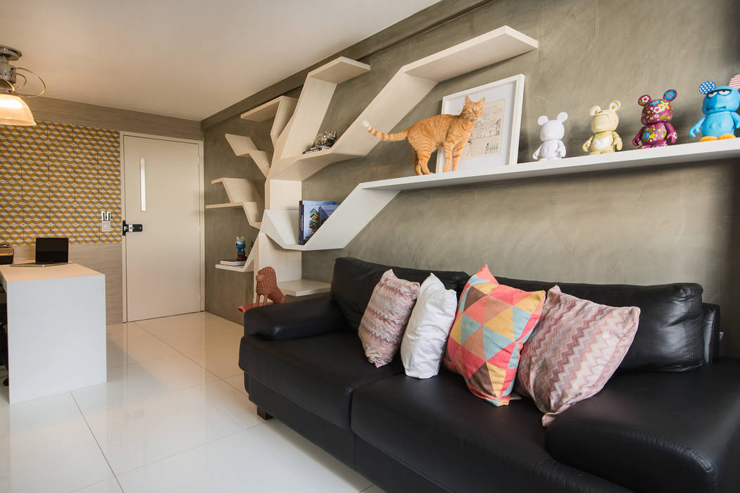 Sete Gatos em 50m² homify Salas de estar modernas