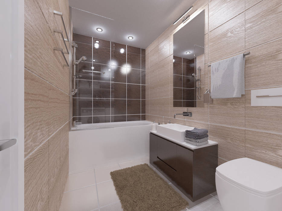 Студия-лофт в Тюмени: визуализация и дизайн, OK Interior Design OK Interior Design Ванная комната в стиле модерн