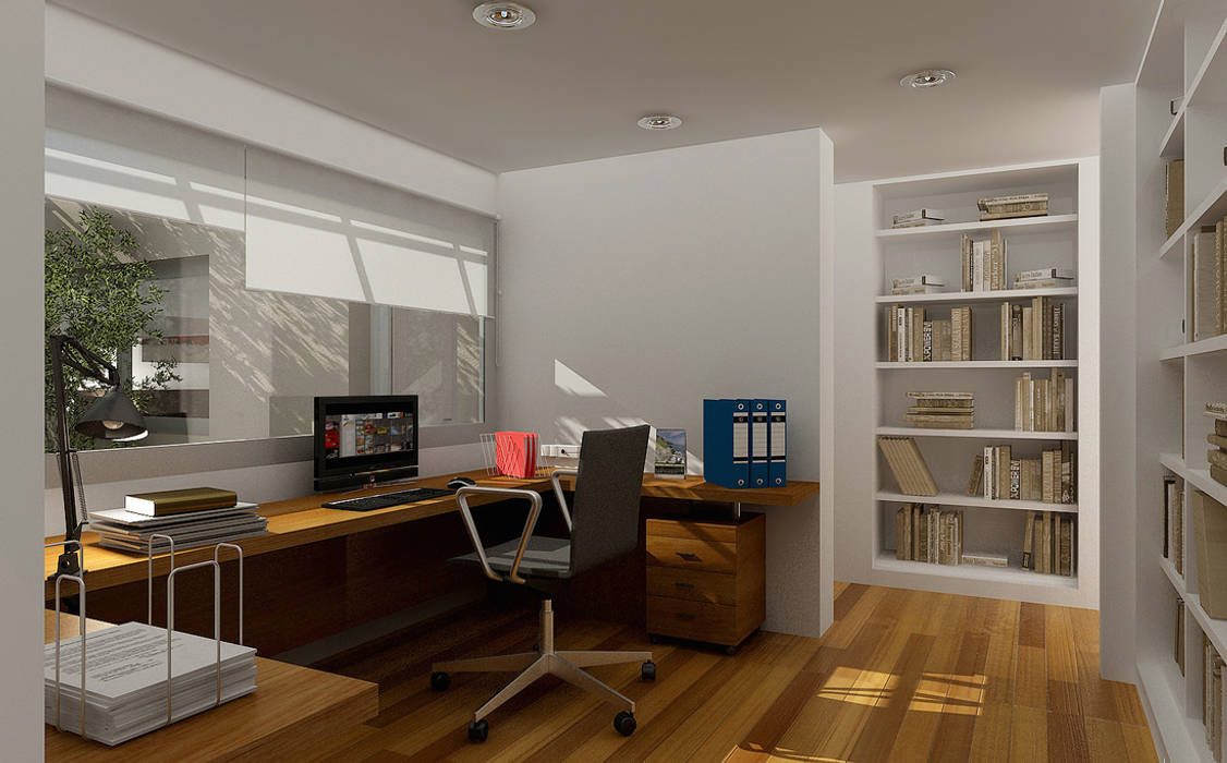 Renders interiores, Entretrazos Entretrazos Modern style study/office