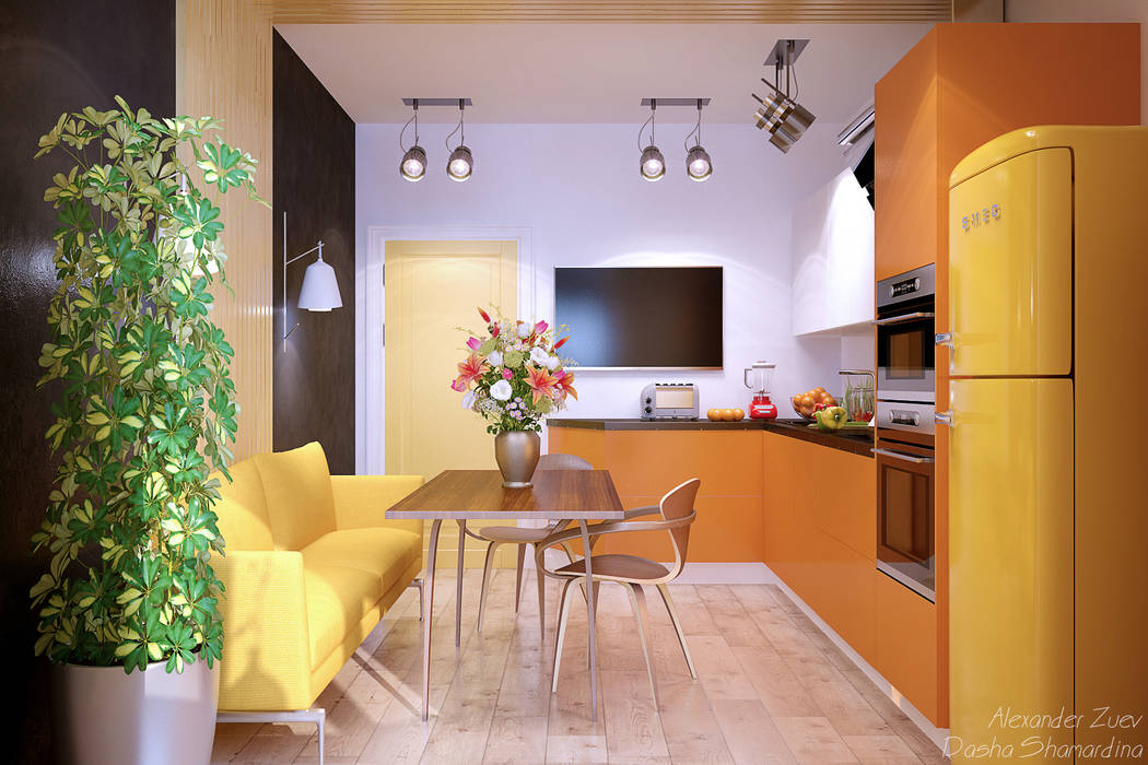 Дизайн кухни в современном стиле в ЖК "Панорама" Студия интерьерного дизайна happy.design Кухня в стиле модерн